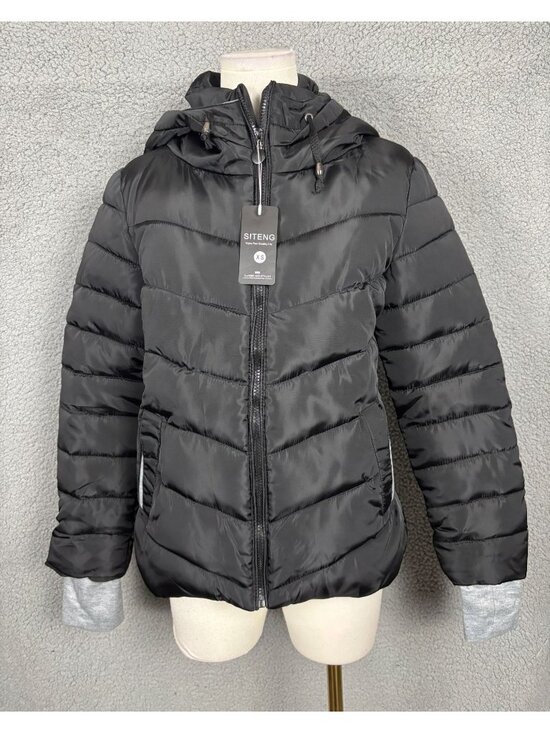 Siteng Jackets & Blazers - Siteng Women's Classic Puffer Jacket Hooded Full Zip Closure Black Size XS NWT